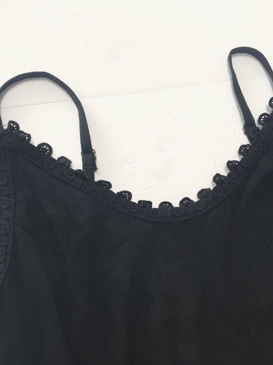 Sea Gypsies Babydoll Slip Dress Small Black Lace Suede Crochet Whimsigoth Fairy - Picture 4 of 12